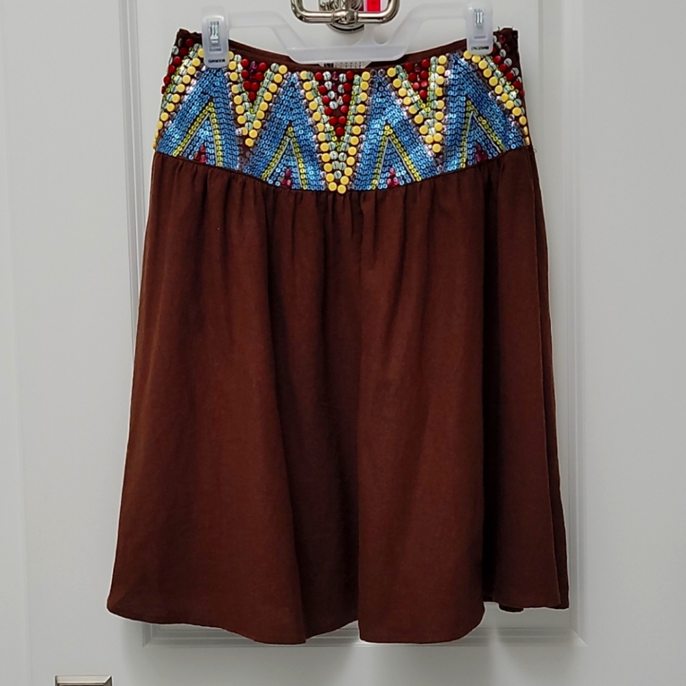Carol Little Size 4 embellished drop waist skirt